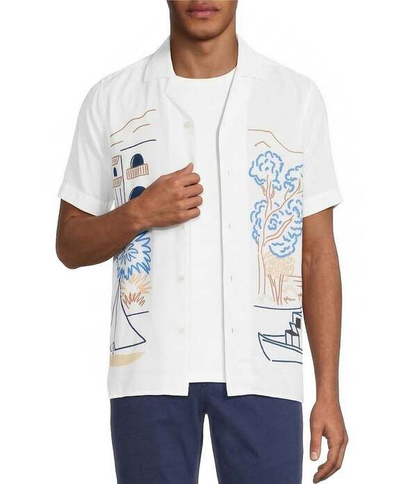 ムラノ メンズ トップス シャツ スリムフィット プリント Murano Saronic Islands Greece Collection Slim Fit City Print Short Sle