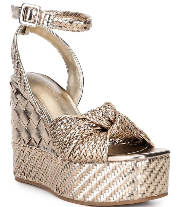 ジャンビニ レディース シューズ サンダル プラットフォーム Gianni Bini Shayne Braided Knot Wedge Platform Sandals Chalice Gold ゴ
