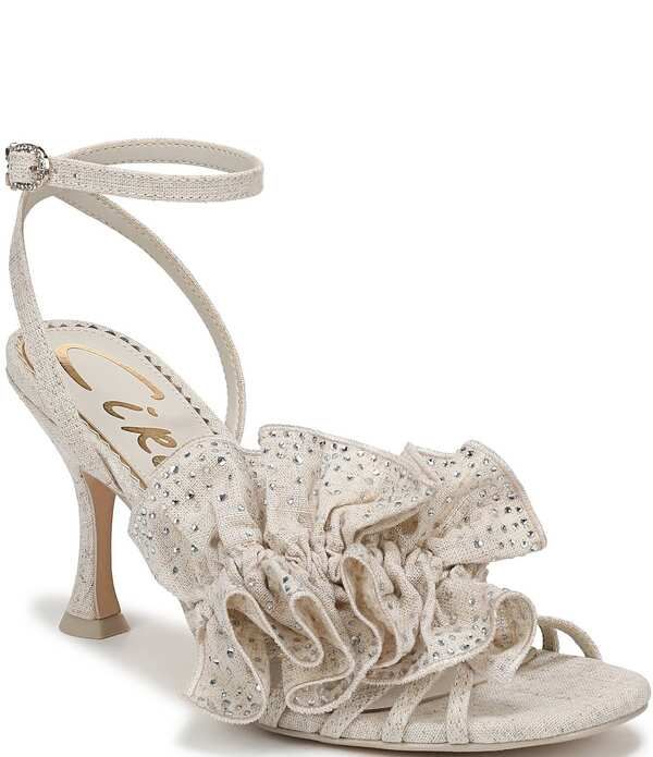 サムエデルマン レディース シューズ サンダル フリル アンクル Circus NY by Sam Edelman Lucille Burlap Embellished Ruffle Ankle St