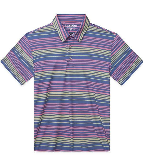 チャビーズ メンズ トップス シャツ ニット Chubbies Blossom Band Stripe Short Sleeve Knit Performance Polo Dusty Blue ブル
