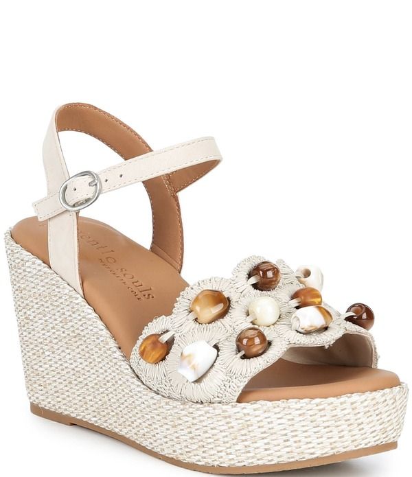 ジェントルソウルズ レディース シューズ サンダル Gentle Souls Nolina Stone Raffia Wedge Sandalstone ストーン