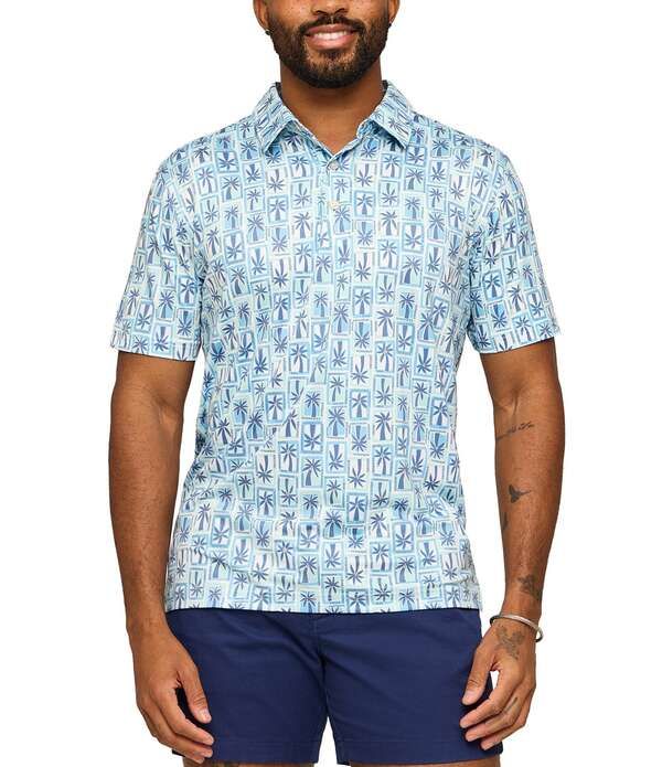 チャビーズ メンズ トップス シャツ ニット Chubbies Miami Mosaic Short Sleeve Knit Performance Poloptic White ホワイト