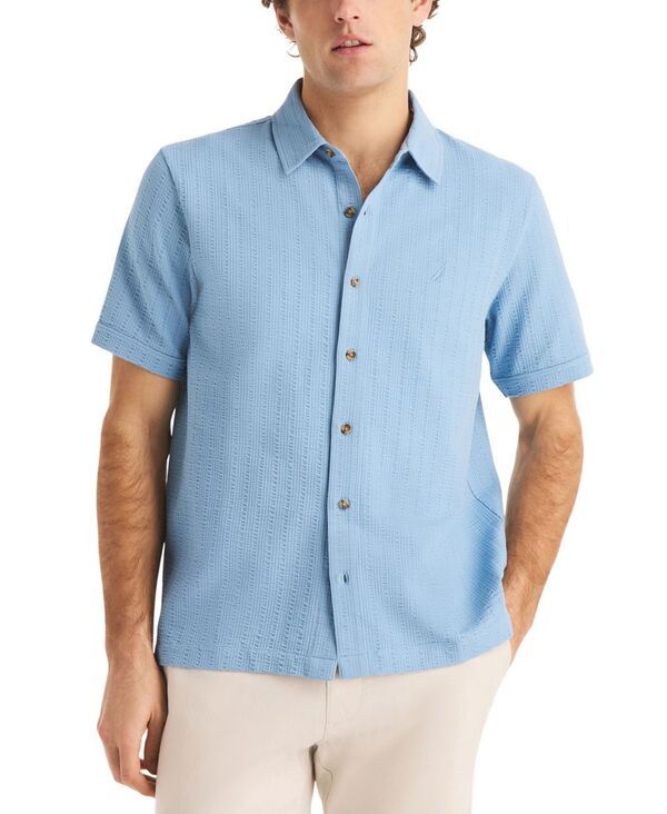 ナウティカ メンズ トップス シャツ 半袖 Nautica Menseersucker ShortSleeve Shirt Light Blue ブルー