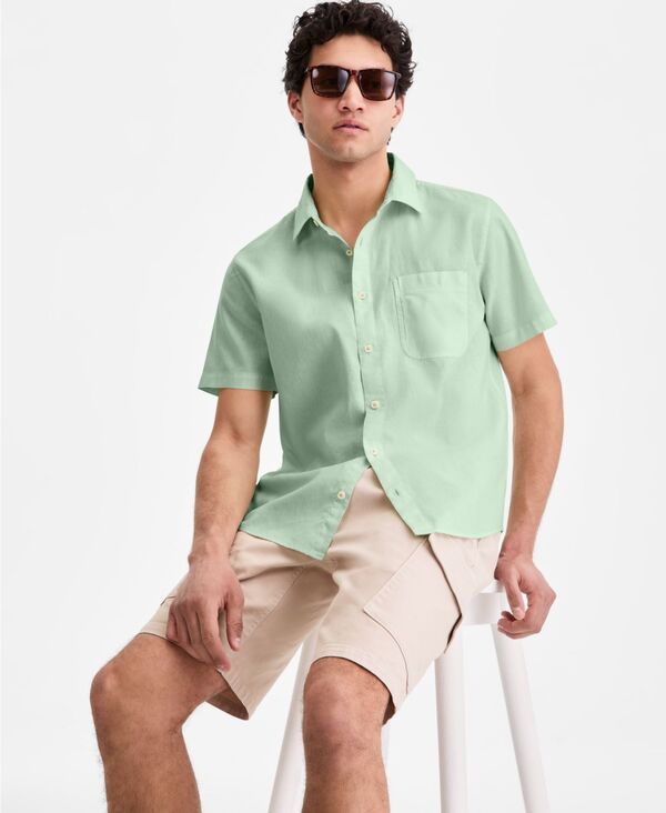 サンストーン メンズ トップス シャツ リネン Sun Stone Mens Garment Dyed Linen Blend Hero Shirt Macys Exclusive Buttermin