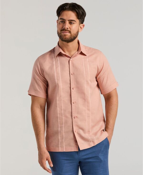 キューバベラ メンズ トップス シャツ 半袖 リネン Cubavera MenshortSleeve Panel ButtonFront Linen Camp Shirt Misty Rose