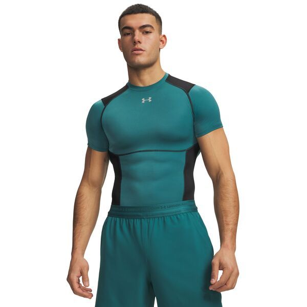アンダーアーマー メンズ トップス シャツ Under Armour Mens HeatGear Elite Compression Short Sleeve Shirt Rack GreenRefl