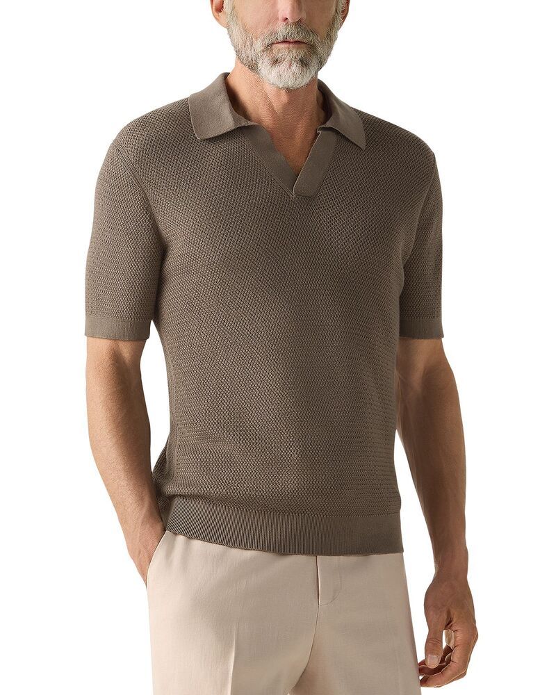 ゼニア メンズ トップス ポロシャツ コットン ZEGNA Premium Cotton Polo Shirt Dark Taupe トープ