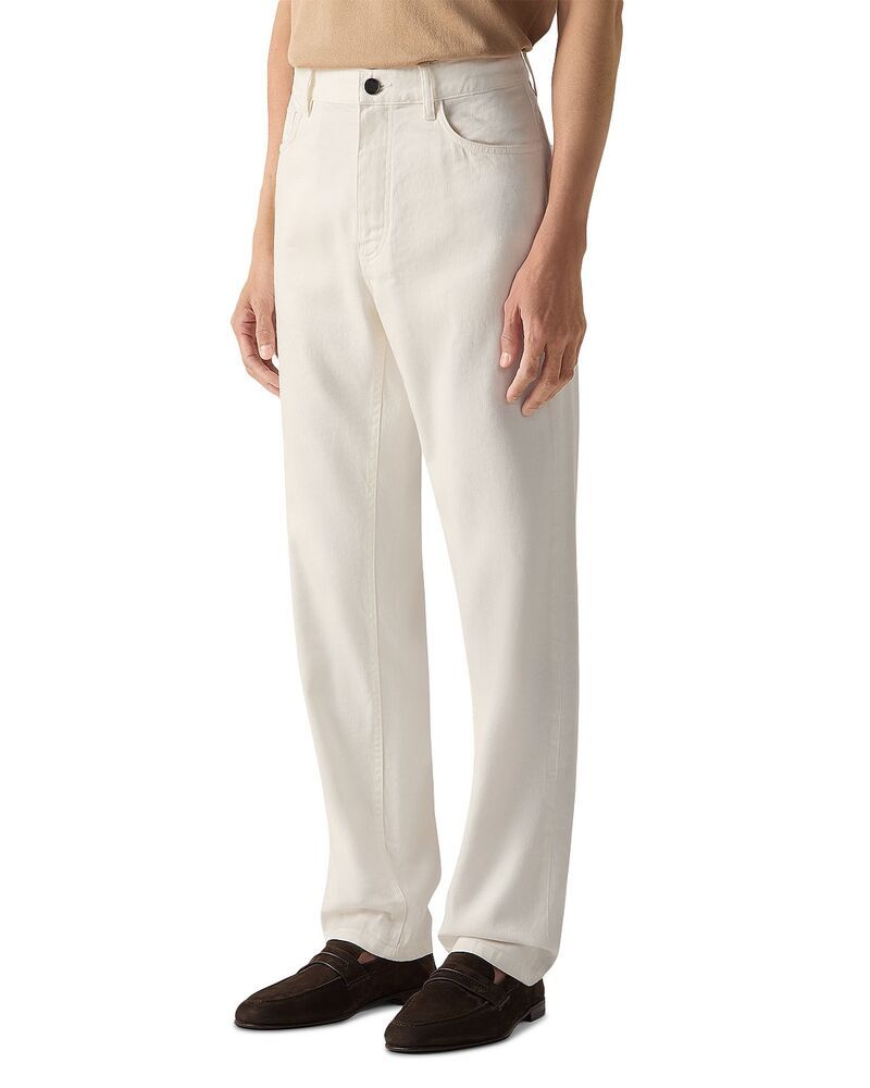 ゼニア メンズ ボトムス デニムパンツ スリムフィット コットン リネン ジーンズ ZEGNA Slim Fit Stretch Cotton and Linen Roccia Jeans White