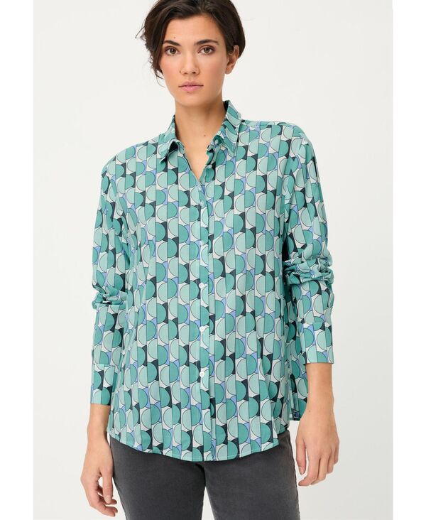 オルセン レディース トップス シャツ Olsen Womens Geo Shirt Dark mint ミント