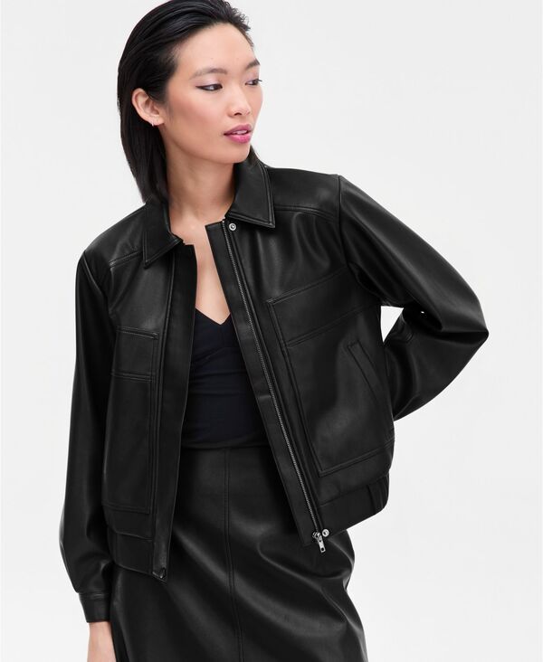 アイエヌシー インターナショナル コンセプト レディース アウター ジャケット・ブルゾン レザー INC International Concepts Womens FauxLeather Bombe