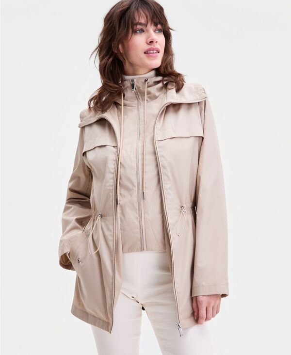 カルバンクライン レディース アウター ジャケット・ブルゾン コート Calvin Klein Womens Bibbed Hooded Anorak Coat WHITE PEPPER ホワイト