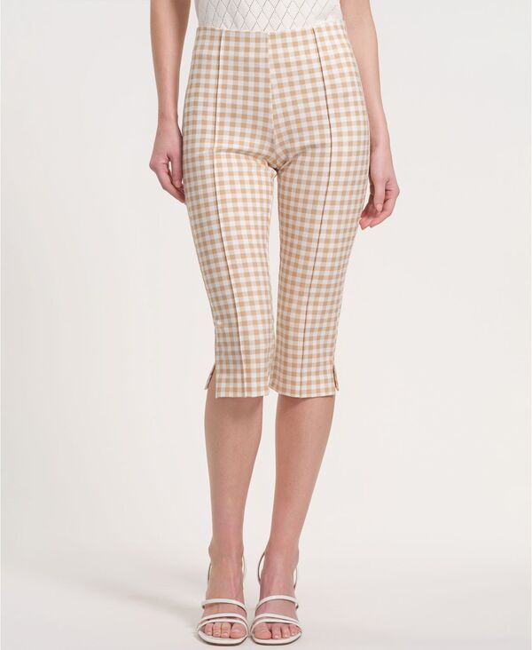 イザックミズラヒ レディース ボトムス カジュアルパンツ Isaac Mizrahi WomenslideSlit Plaid Pants Khakiwhite Gingham ホワイト