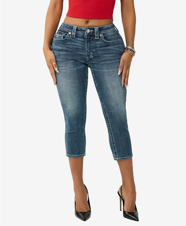 トゥルーレリジョン レディース ボトムス デニムパンツ キャップ ジーンズ True Religion Womens Jennie Skinny MidRise Flap Capri Jeans Bl