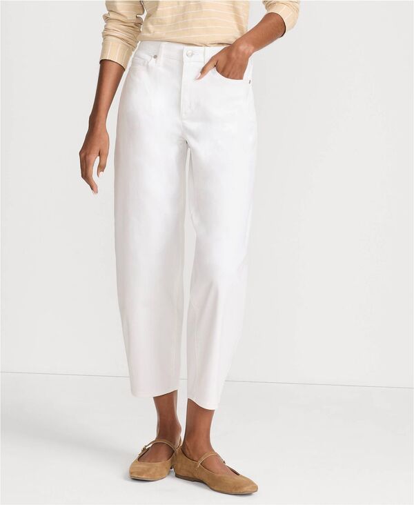 ランズエンド レディース ボトムス デニムパンツ アンクル ジーンズ Lands End Womens Denim High Rise Barreleg Ankle Jeans White ホワイト