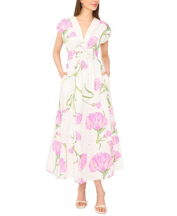 セセ レディース トップス ワンピース Vネック マキシ CeCe Womens VNeck Tie Waist Maxi Dress New Ivory アイボリー