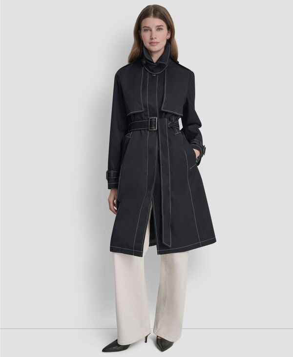 ダナ キャラン ニューヨーク レディース アウター コート プチ DKNY Petite Utility Rain Coat Black ブラック