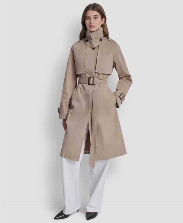 ダナ キャラン ニューヨーク レディース アウター コート プチ DKNY Petite Utility Rain Coat Khaki カーキ