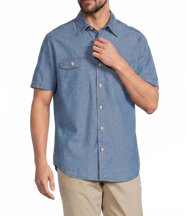 ラウンドトゥリーアンドヨーク メンズ トップス シャツ トール Roundtree Yorke Big Tall Solid Indigo Garment Washed Short Sleeve Sp 7,755円