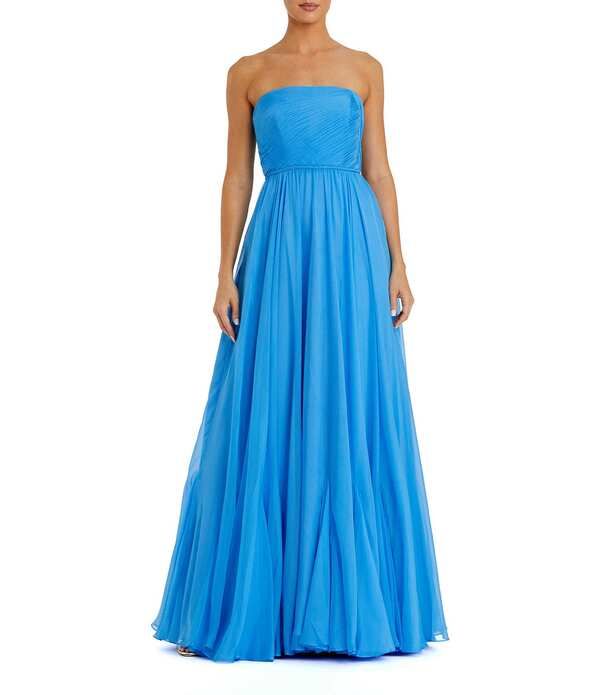 マックダガル レディース トップス ワンピース シフォン ストラップレス Mac Duggal Strapless Chiffon Gown With Braided Belturquoise ターコ
