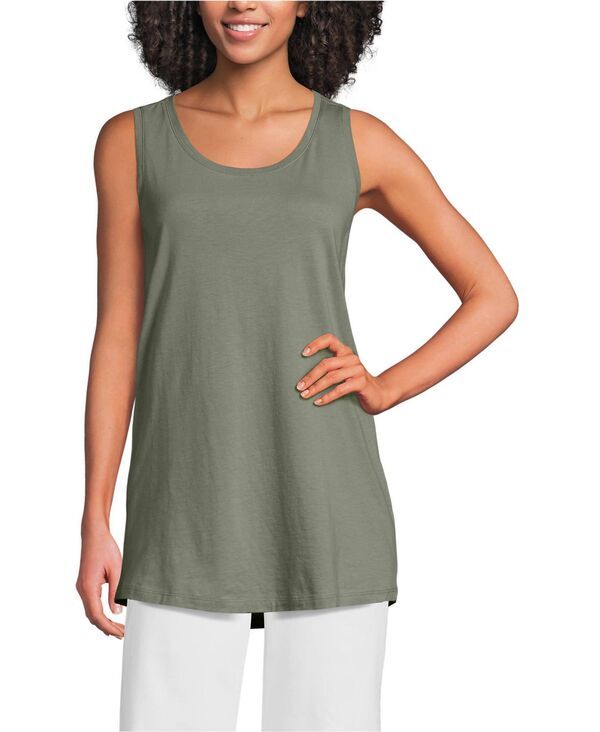 ランズエンド レディース トップス シャツ コットン Lands End Womensupima Cotton Tunic Tank Top Sage セージ