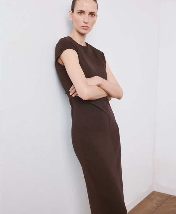 マンゴ レディース トップス ワンピース ドレープ ミディ MANGO Womens Drapedetail MidiDress Brown ブラウン 13,845円