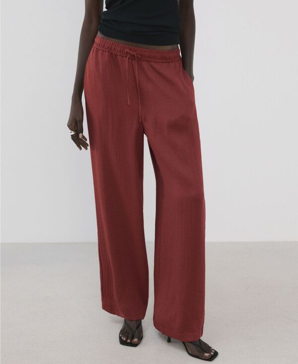 マンゴ レディース ボトムス カジュアルパンツ ハイウエスト MANGO Womens HighWaist Palazzo Pants Red レッド