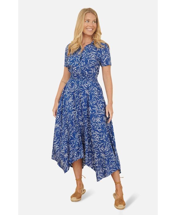 ユミキム レディース トップス シャツ プリント ギャザー ミディ Yumi Womens Printed Midi Ruched Shirt Dress Blue ブルー