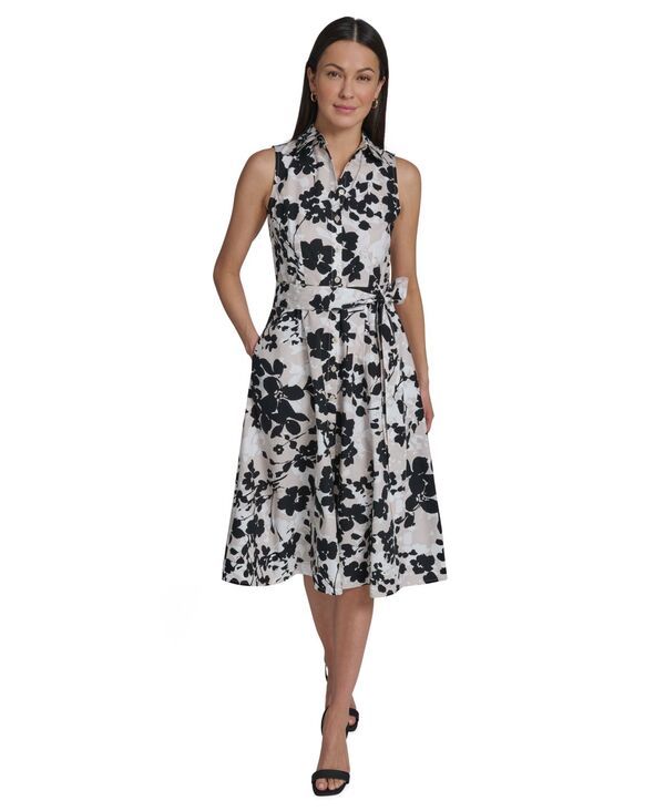 カルバンクライン レディース トップス シャツ フラワー柄 ミディ ノースリーブ フラワー Calvin Klein Womens Floral Sleeveless Collared Midi Sh