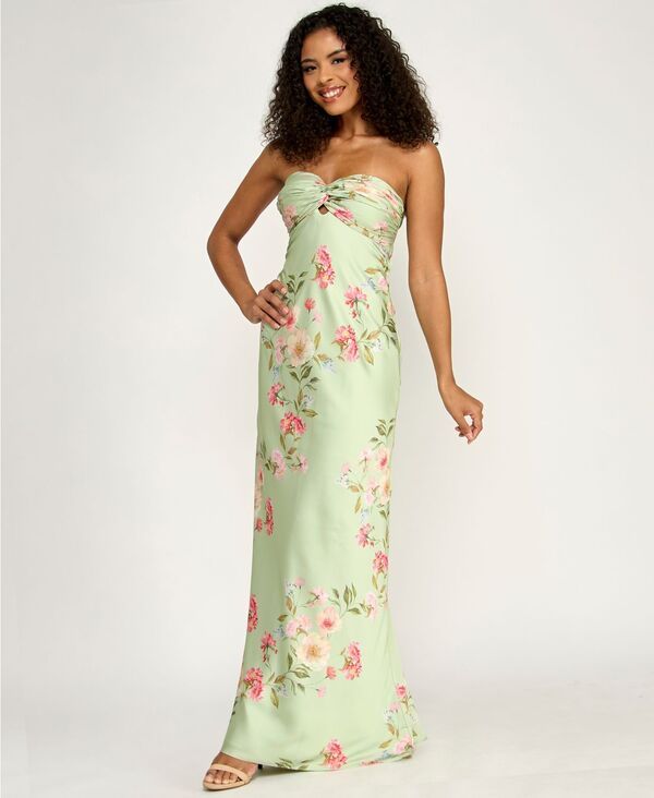 ビーダーリン レディース トップス ワンピース フラワー柄 プリント ストラップレス フラワー B Darlin Juniors Floral Print Strapless Gown SAGEMUL