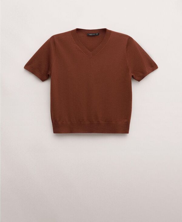 マンゴ レディース アウター ニット・セーター ウール 半袖 MANGO Womenselection Wool ShortSleeved Sweaterusset 12,946円