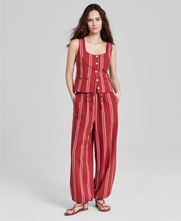 アンドノウディス レディース ボトムス カジュアルパンツ And Now This Womens PullOn Drawstring Pants Macys Exclusive Rust Combo