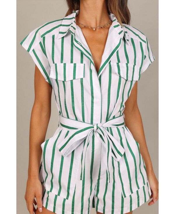 Petal and Pup レディース ボトムス ハーフパンツ・ショーツ ロンパース Petal and Pup Womens Addie Tie Waist Romper Whitegreen ホワ