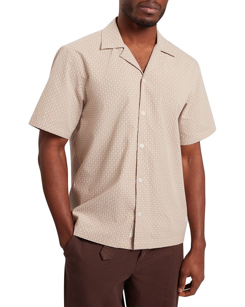 テッドベーカー メンズ トップス シャツ リラックスフィット Ted Baker Merrik Geo Textured Relaxed Fit Camp Shirt Beige ベージュ 60,800円