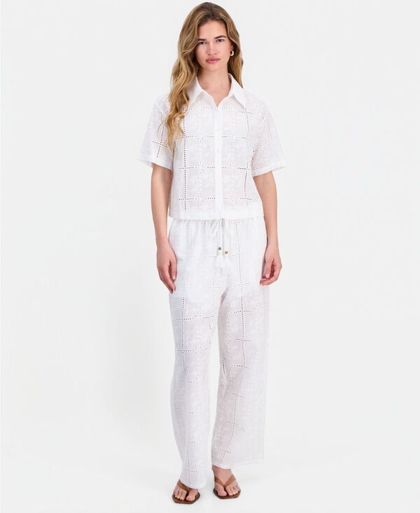 アンドノウディス レディース ボトムス カジュアルパンツ プチ コットン 刺繍 And Now This Petite Cotton Embroidered Eyelet WideLeg Pants