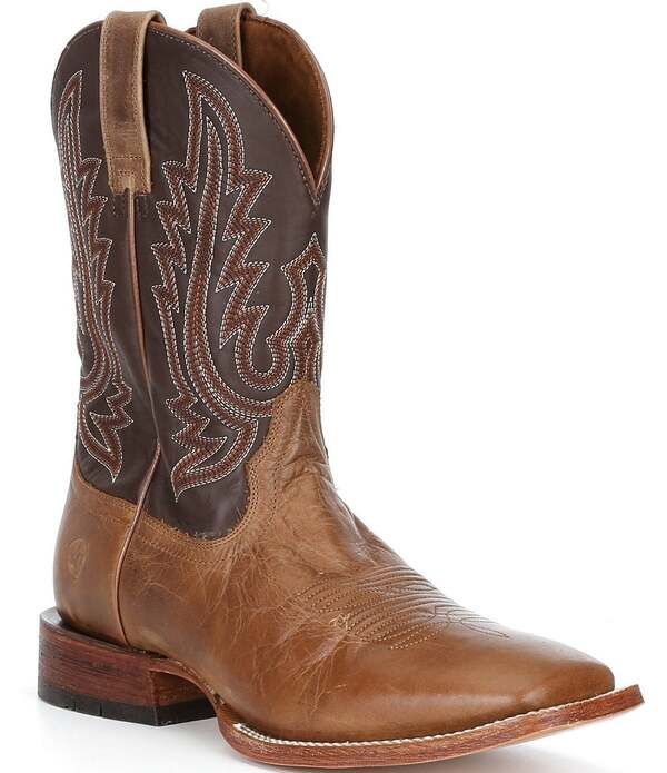 アリアト メンズ シューズ ブーツ・レインブーツ レザー Ariat Mens County Roads Leather Wide Square Toe Cowboy Boots WheatanSan