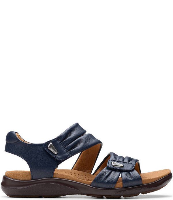 クラークス レディース シューズ パンプス プリーツ サンダル レザー Clarks Artisan Kitly Ave Leather Pleated Strapsandals Navy ネイビー