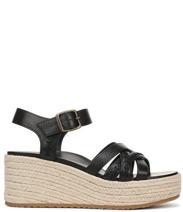 バイオニック レディース シューズ サンダル レザー Vionic Dana Vegan Leather Wedgespadrille Sandals Black ブラック