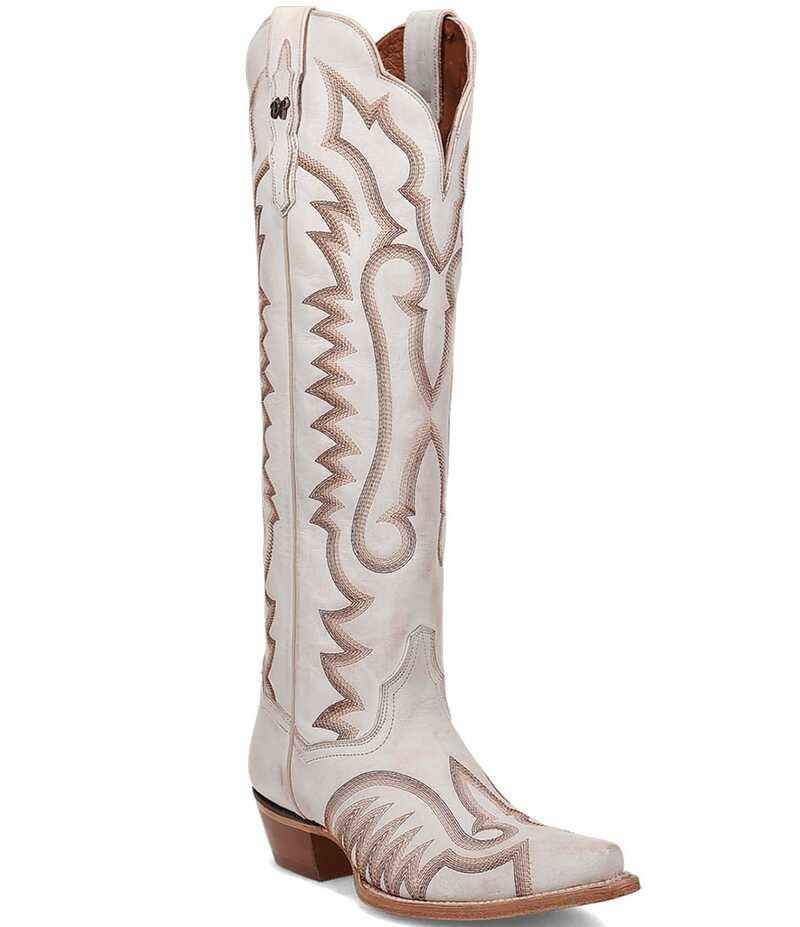 ダンポスト レディース シューズ ブーツ・レインブーツ レザー Dan Post Womens Josie Leather Over The Knee Western Boots White ホワイト