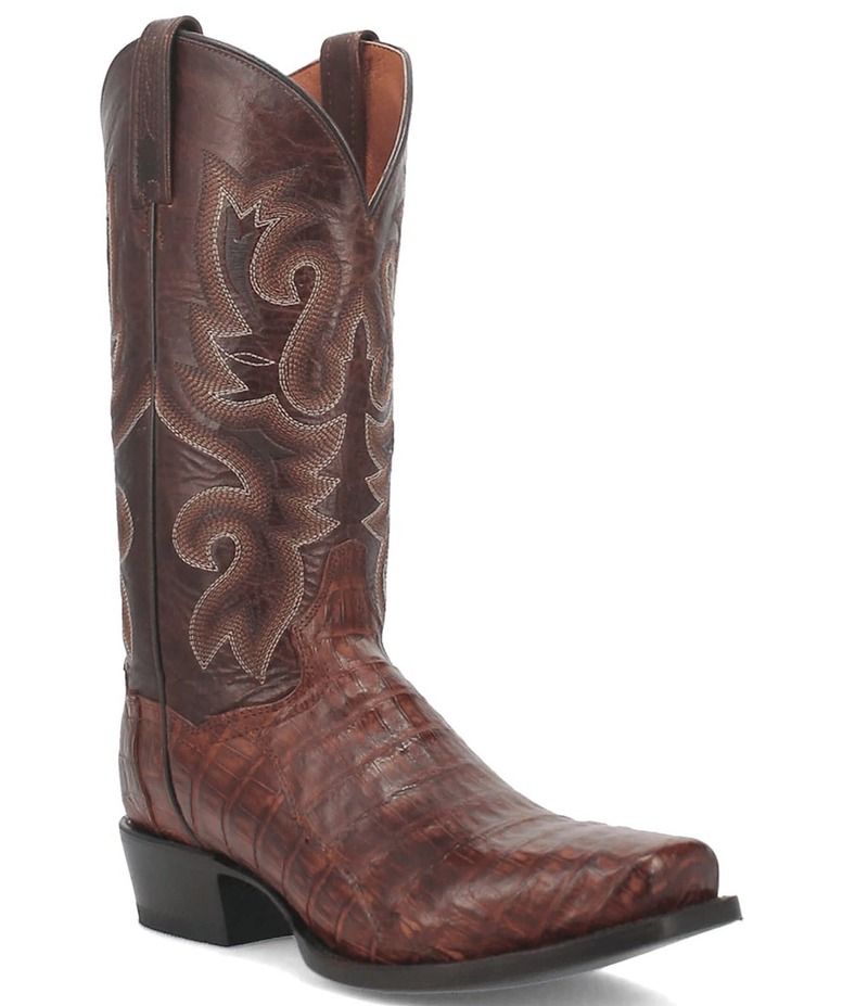 ダンポスト メンズ シューズ ブーツ・レインブーツ Dan Post Mens Bayou 13 Caiman Square Toe Western Boots Brass