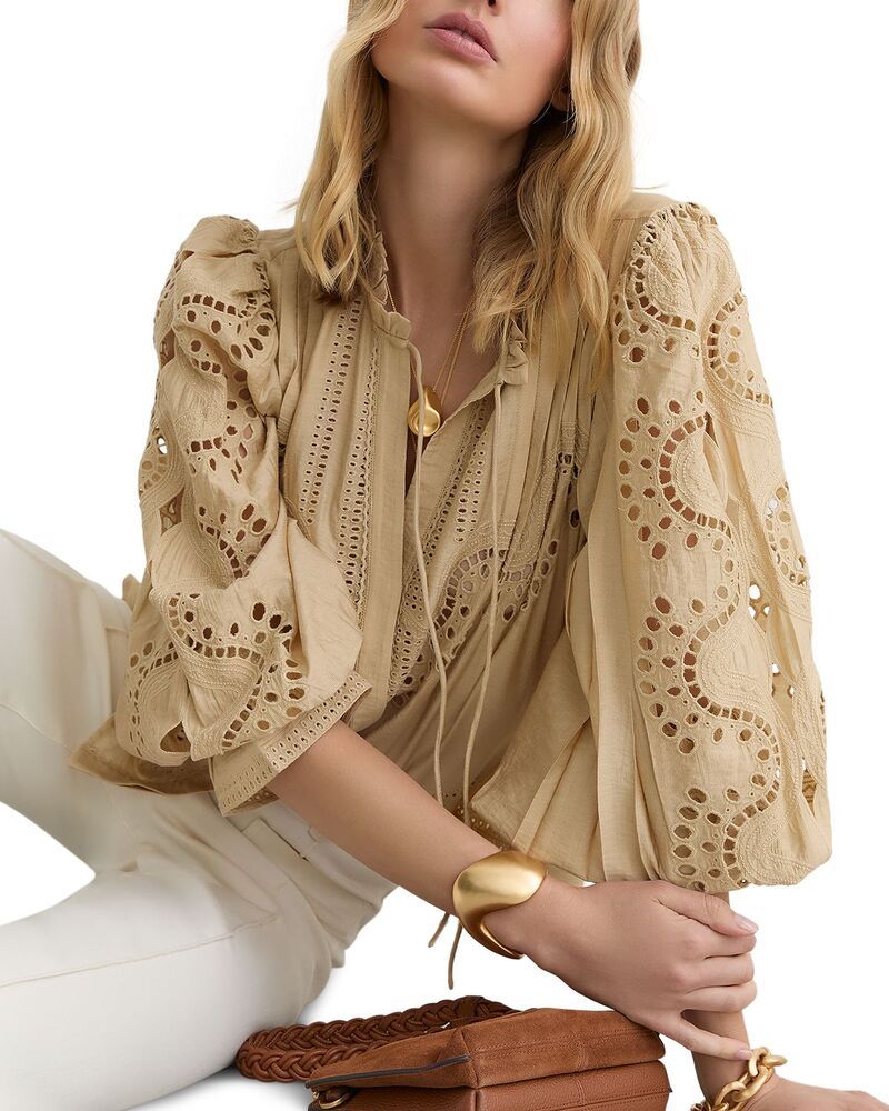 レイス レディース トップス シャツ カットアウト ブラウス レース REISS Rhiannon Cut Out Lace Blouse Neutral