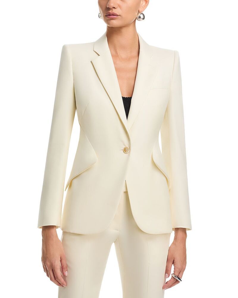 マックイーン レディース アウター ジャケット・ブルゾン ウール ブレザー McQueen Single Breasted Fine Wool Blazer Ivory アイボリー 319,410円