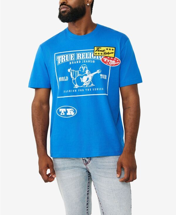 トゥルーレリジョン メンズ トップス Tシャツ 半袖 ロゴ True Religion MenshortSleeve Patch Logo TShirt Lapis Blue ブルー