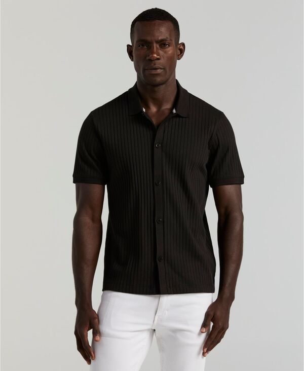 ペリーエリス メンズ トップス シャツ Perry Ellis Mens Vertical Ributton Front Shirt Black ブラック