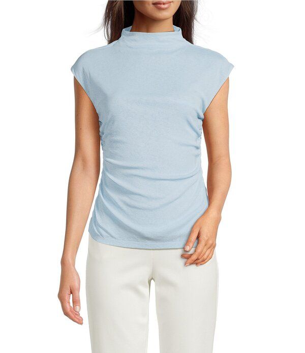 ダナキャラン レディース トップス シャツ モックネック メッシュ ノースリーブ ニット DKNY by Donna Karan Tissue Mesh Knit Mock Neck Sleevele