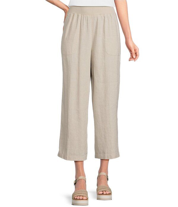 アリ マイルス レディース ボトムス カジュアルパンツ ワイドレッグ プチ クロップド Ali Miles Petite Size Wide Leg PullOn Cropped Pants Khak