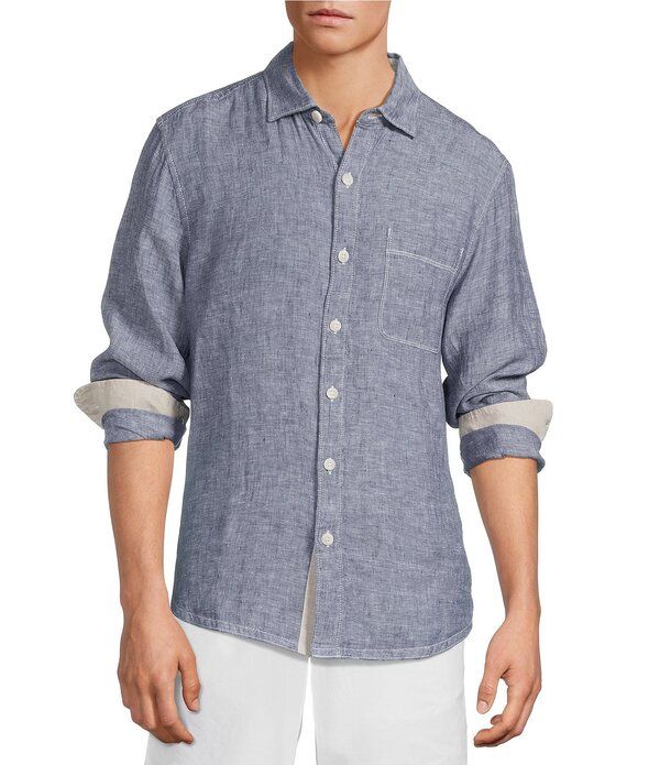 トッミーバハマ メンズ トップス シャツ リネン Tommy Bahama Linen Paradise Breezer Long Sleeve Woven Shirt Island Navy ネイビ