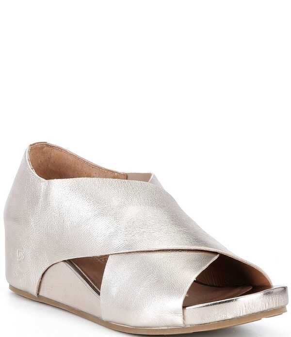 ジェントルソウルズ レディース シューズ サンダル レザー Gentle Souls Gainey Leather Wedge Shooties Platinum