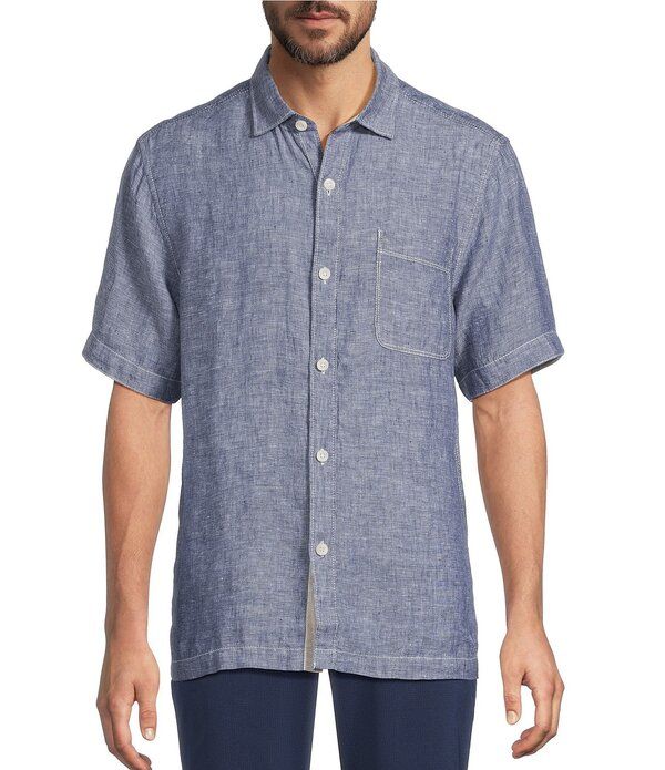 トッミーバハマ メンズ トップス シャツ トール リネン Tommy Bahama Big Tallinen Paradise Breezer Short Sleeve Woven Shirt Isl