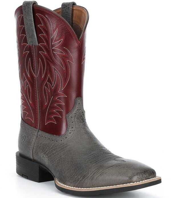 アリアト メンズ シューズ ブーツ・レインブーツ Ariat Mensport Wide Square Toe Western Boots Charcoal GreyBurgundy Haze チャコ