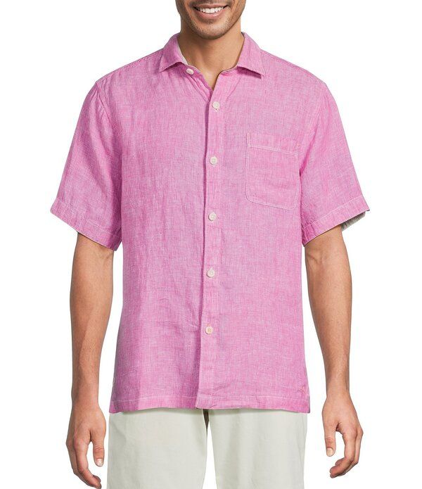 トッミーバハマ メンズ トップス シャツ リネン Tommy Bahama Linen Paradise Breezer Short Sleeve Woven Shirt Pink Umbrella